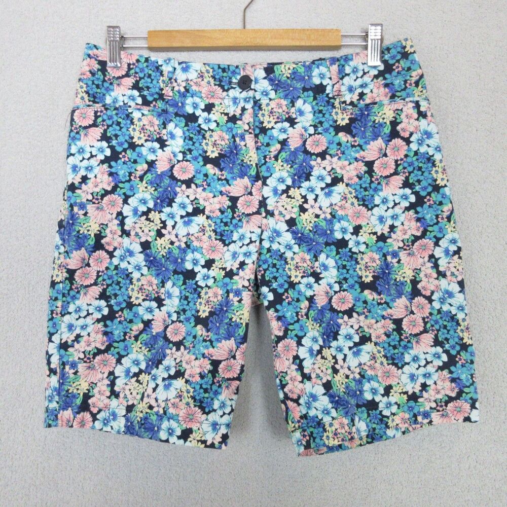 Talbots Floral Bermuda Shorts in Navy, Blue & Pink